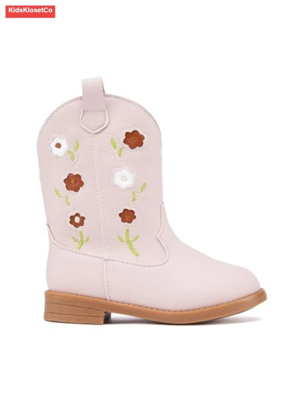 Toddler Girls Pointed Toe Mid Calf Western Cowboy Boots with Non-Slip Soles